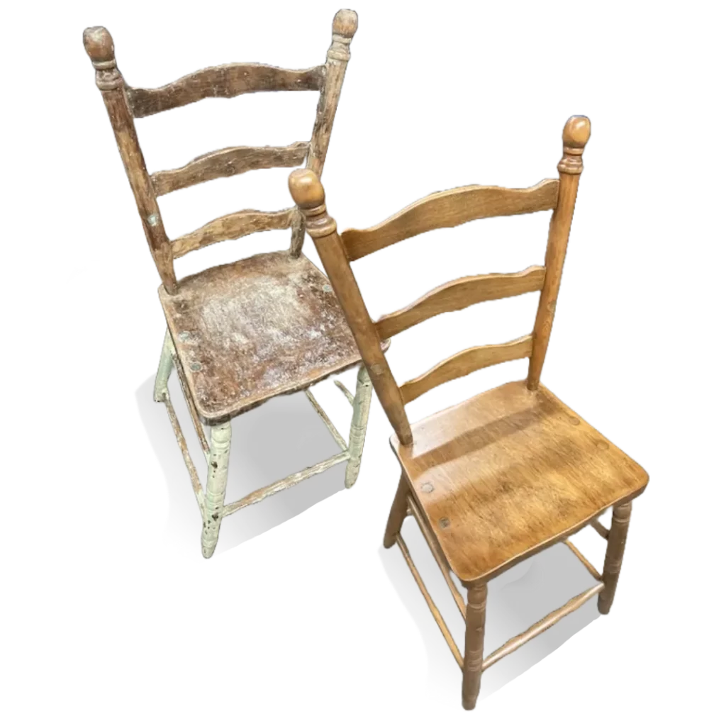 Nanaimo Woodwerks wood chair refinishing before and after