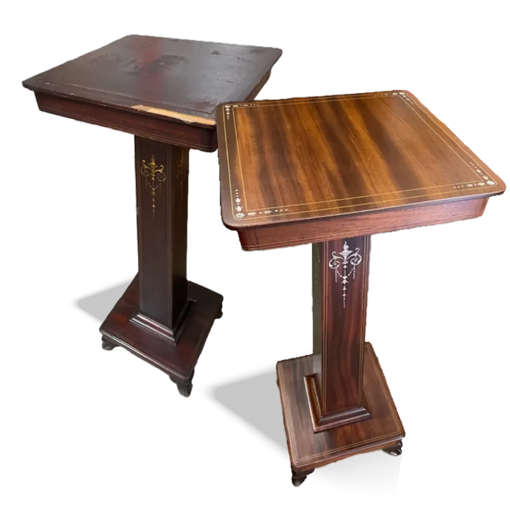 refinished wood table before and after